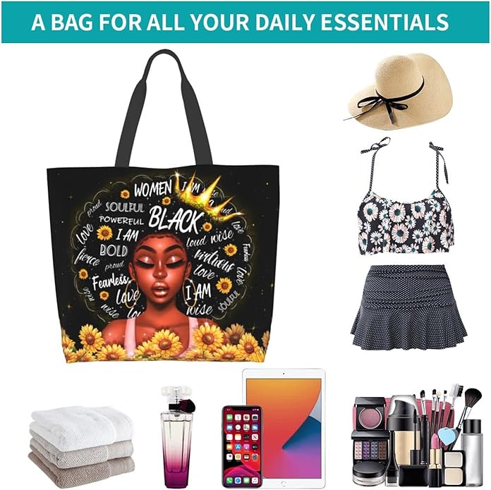 IAGM Women Tote Bags African American Woman Shoulder Bag Afro Black Girl Magic Satchel Handbags For Shopping,Work,Grocery,Gym
