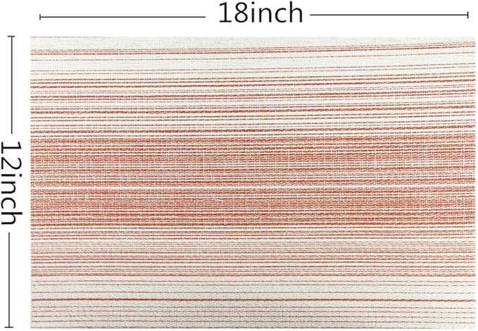 Placemat,Blending Color Durable Woven Vinyl Placemat Washable Heat-Resistant Anti-Skid Kitchen Dining Table Mats (Set of 6, Red with White)