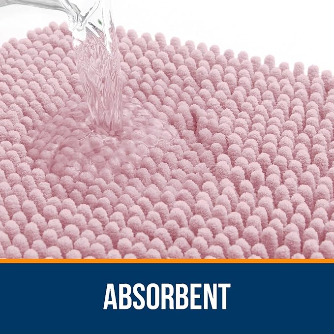 OLANLY Bathroom Rugs 30x20, Extra Soft Absorbent Chenille Bath Rugs, Rubber Backing Quick Dry, Machine Washable Bath Mats for Bathroom Floor, Tub and Shower, Home Decor Accessories, Dusty Rose