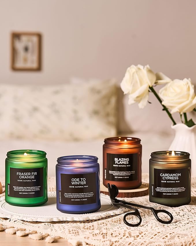 M&SENSE Ode to Winter - Lavender & Sandalwood Scented Candle for Relaxing Natural Soy Wax Non Toxic Cotton Wick Winter Scent, 7.05oz Up to 50 Hours Burn Time Gifts for Home