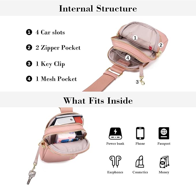 INICAT Travel Small Sling Bag Leather Crossbody Bags for Women Fanny Packs Cross Body Bag for Woman Cross Body Purses