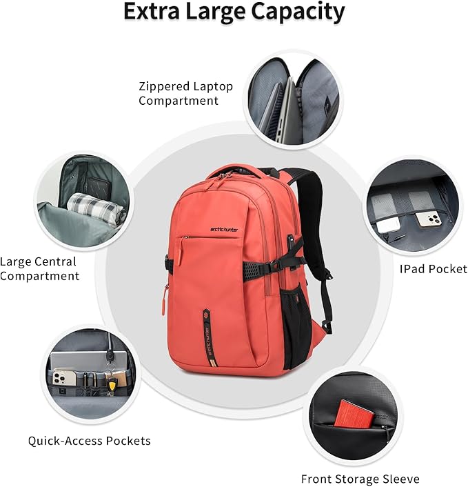 Orange (Yellow) 15.6 In Laptop Travel Backpack for Couple Women Men, 30L Anti-Theft Compact Carry on Travel Flight Approved for Work, Commuting, and Weekend Casual Daypack