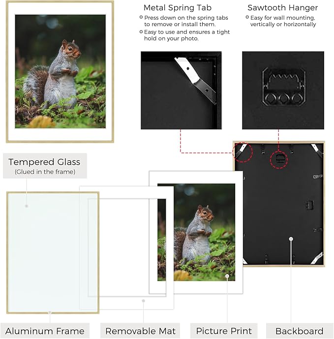 Golden State Art 18x24 Picture Frame 3 Pack - Aluminum Frames with 16x20 Removable Mats & Real Glass, Display 18x24 Posters or 16x20 Photos - Gold Gallery Wall Frames for Home Office Decor