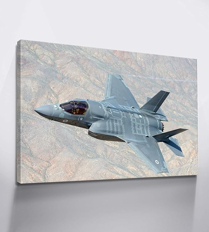 Aviation Decor F-35 Lightning II Fighter Airplane Wall Art Jet Poster Airplane Wall Decor Airplane Painting Airplane Pictures Wall Art Aviation Art Military Wall Art for Boys Room Decor (12''Hx18''W)
