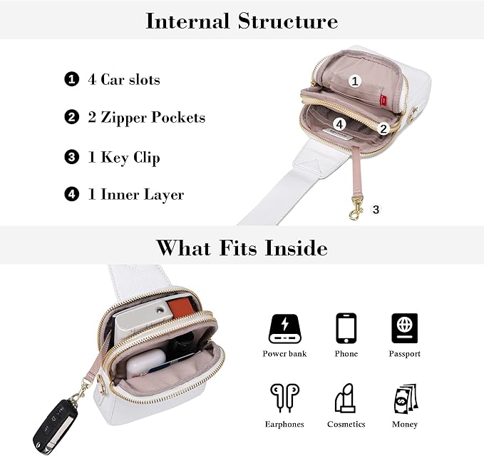 INICAT Travel Small Sling Bag Leather Crossbody Bags for Women Fanny Packs Cross Body Bag for Woman Cross Body Purses