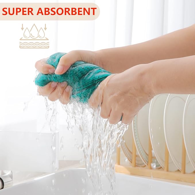 Homaxy 100% Cotton Waffle Weave Kitchen Dish Cloths, Ultra Soft Absorbent Quick Drying Dish Towels, 12 x 12 Inches, 8-Pack, Teal