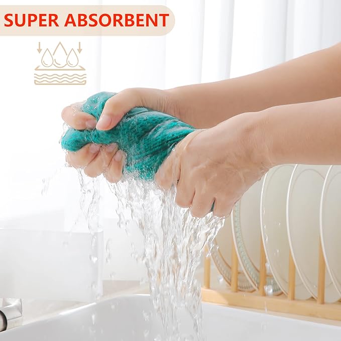 Homaxy 100% Cotton Waffle Weave Kitchen Dish Cloths, Ultra Soft Absorbent Quick Drying Dish Towels, 12 x 12 Inches, 6-Pack, Teal