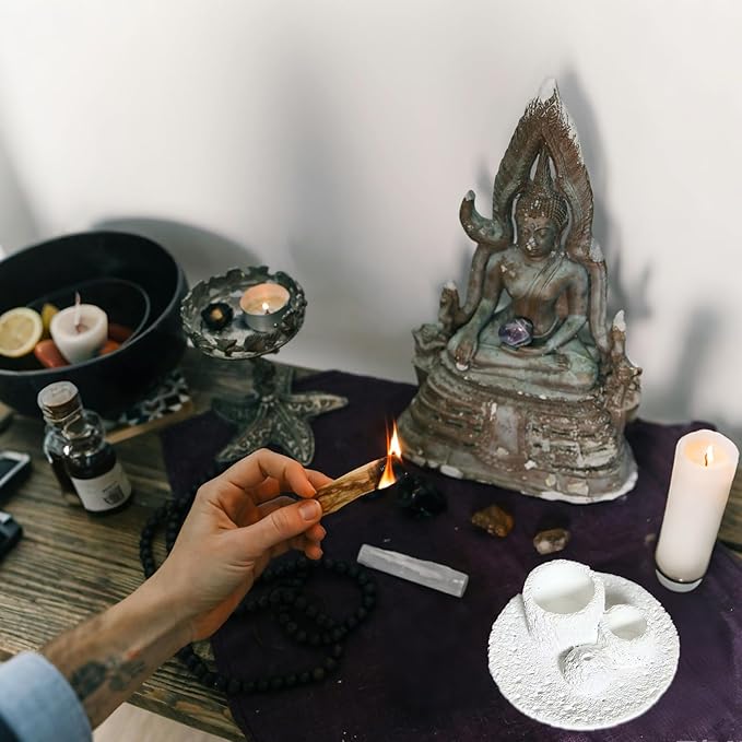 4 in 1 Cement Holder for Incense Sticks/Palo Santo/Sage Sticks/Candle