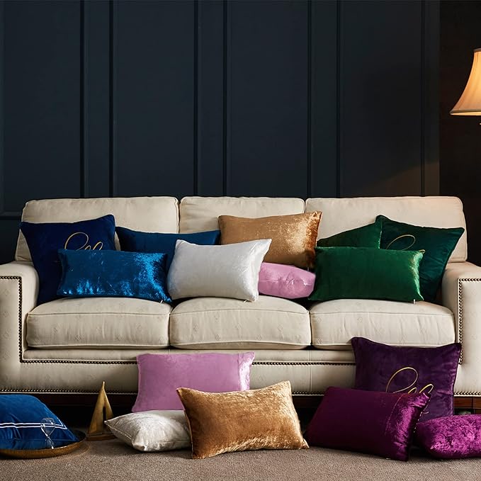 GIGIZAZA Velvet Blush Pink Throw Pillow Covers Decorative Cushion Covers Pillow Cases Sham for Sofa Couch (18x18inch(45x45cm)-4pcs, Blush Pink)