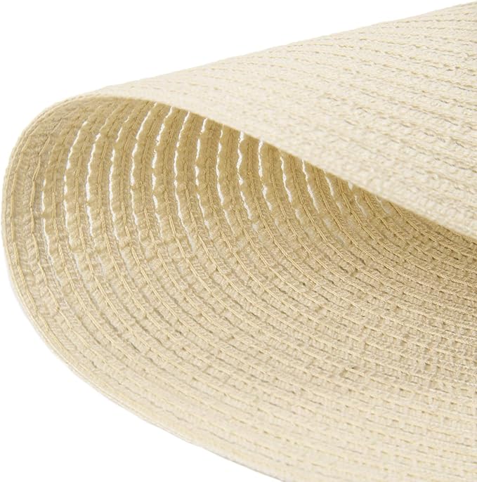 SHACOS Round Braided Placemats Set of 6 Round Table Mats for Dining Tables 15 inch (Cream, 6)