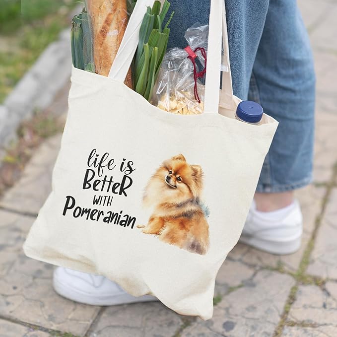 Dog Mom Canvas Tote Bags - Reusable Grocery Bags for Shopping, Funny Dog Lover Gifts for Women