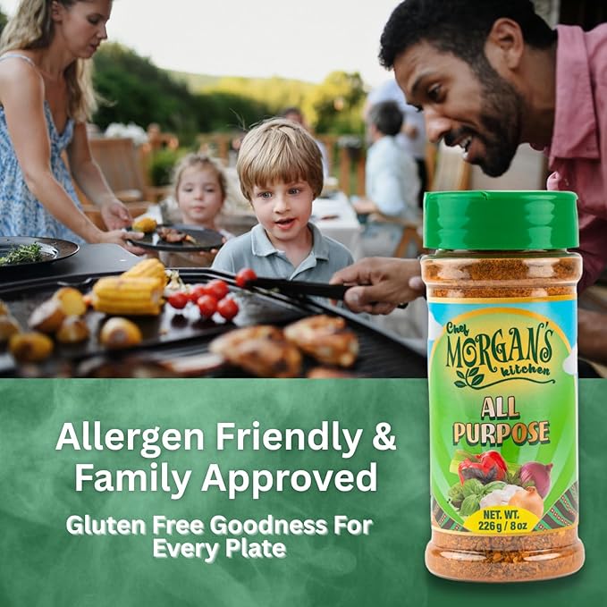 Chef Morgan’s Kitchen Bundle – Jerk Seasoning, All-Purpose Spice & Garlic Onion Salt – Ideal for Grilling, BBQ, Roasting & Everyday Cooking – 3 Pack, 8oz Each