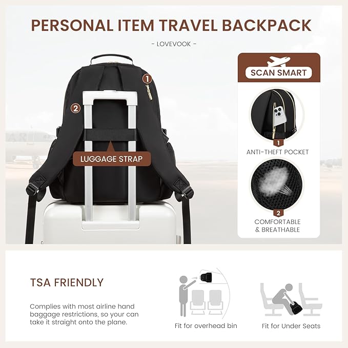 LOVEVOOK Laptop Backpack for Women with Pouch Pocket for Large Capacity Cup,18 Inch Teacher Nurse College Work Backpack Purse,Waterproof Laptop Bag Computer Back Pack for Travel,Black+Wicker pattern