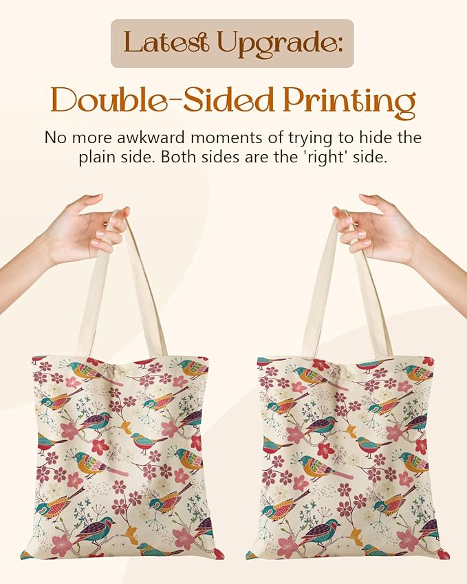 Canvas Tote Bag for Women - Aesthetic Canvas Totes with Pockets Cute Reusable Cloths Ladies Shoulder Bag