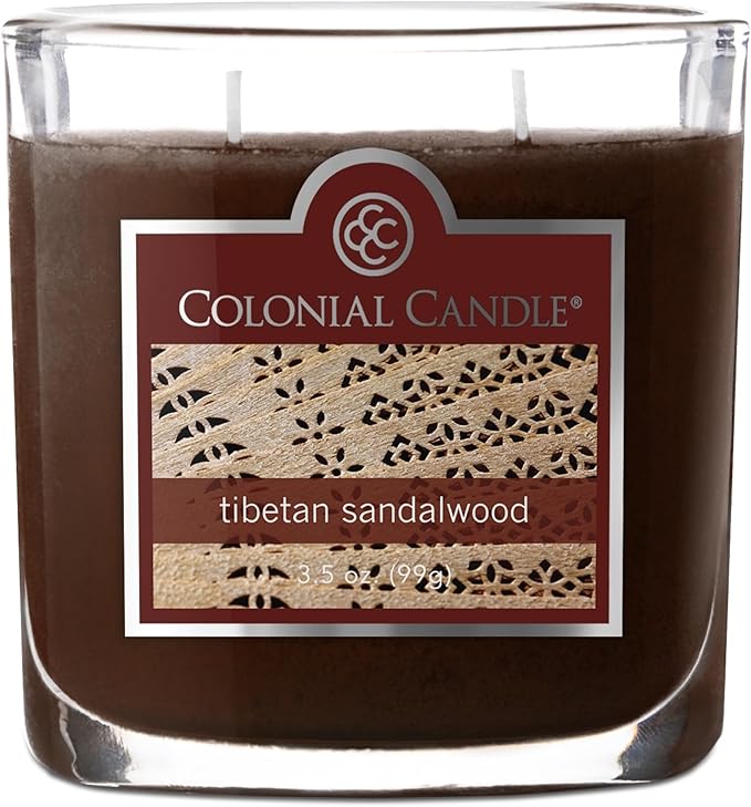 Colonial Candle Tibetan Sandalwood Scented Jar Candle, 2 Wick, 3.5 oz, Mottled Wax Candle (Pack of 4)