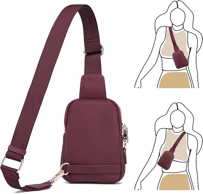 INICAT Travel Small Sling Bag Leather Crossbody Bags for Women Fanny Packs Cross Body Bag for Woman Cross Body Purses