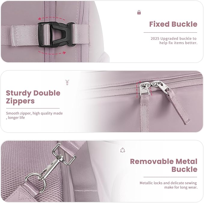 Travel Backpack, Carry on Flight Approved Backpack with Multi-Pockets, TSA Waterproof 17.3inch Laptop Backpack, Personal Item Travel Bag for Men Women, Light Purple