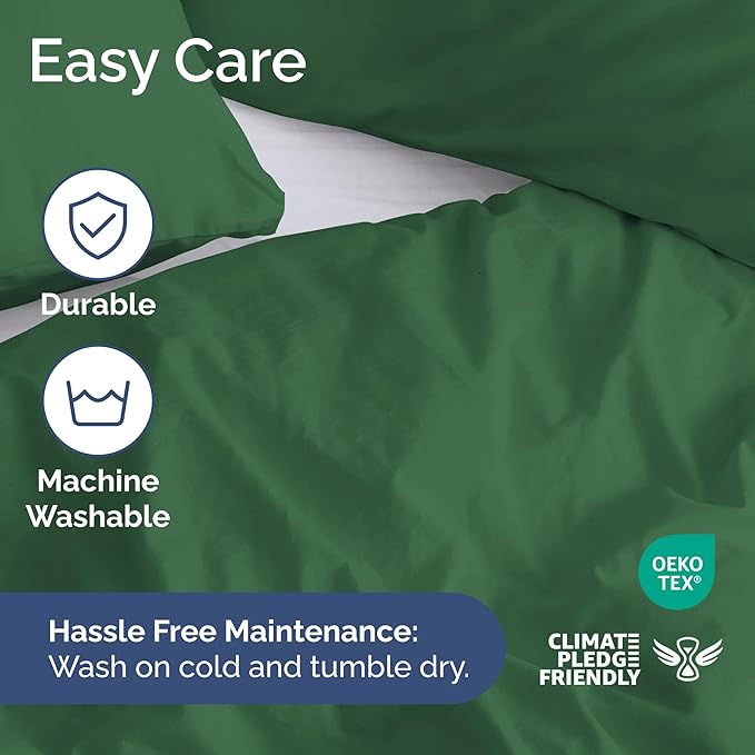 Duvet Cover King Size Set - Extra Soft King Size Duvet Cover 104 x 90 with 2 Pillow Shams - Hotel Luxury Easy Care & Fade Free w/Zipper Closures & Ties - Comfy Breathable Bedding Set (Emerald Green)