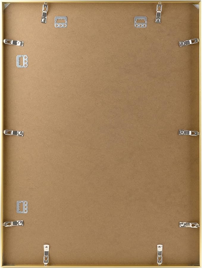 Golden State Art, 18x24 Aluminum Picture Frame, Gold Metal Thin Poster Frames for 18 x 24 inch Photo, Acrylic Front, Wall Hook for Horizontal or Vertical Display, 3 Pack
