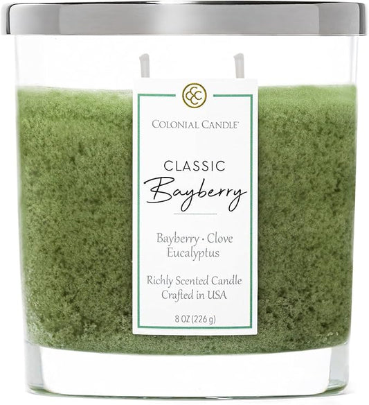 Colonial Candle Bayberry Scented Candle Jar, Highly Fragranced Candles for Home Scented, Mottled Wax Candle, 2 Wick, 8 oz - Made in The USA