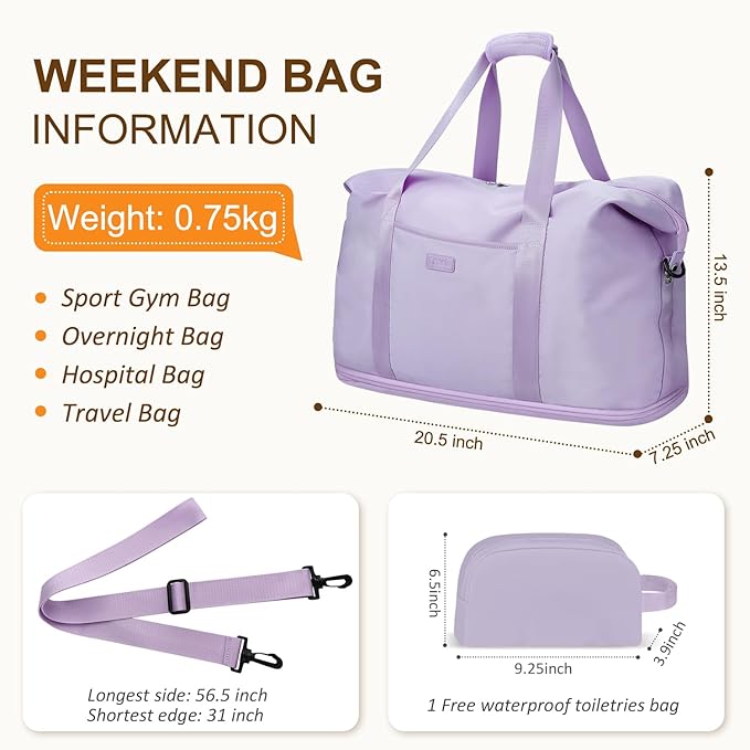 Expandable Travel Duffle Bags Weekender Overnight Bags for Women Men Hospital Bag for Women Labor Delivery with Toiletry Bag Waterproof