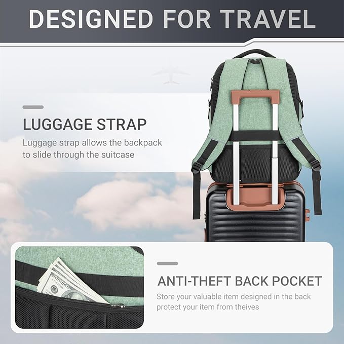 40L Expandable Laptop Backpack, Anti-thief Travel Backpack with USB Charging Port, Airline Approved Business Waterproof Carry on Luggage, Fits 15.6" Laptop for Men Women