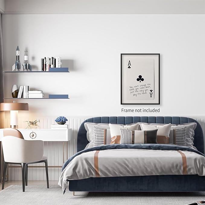 XSCQ Funky Black and White Lucky Ace Poker Canvas Wall Art Funny Modern Preppy Playing Card Posters Trendy Minimalist Black Art Prints Painting Retro Aesthetic Wall Decor 12x16 inch Unframed