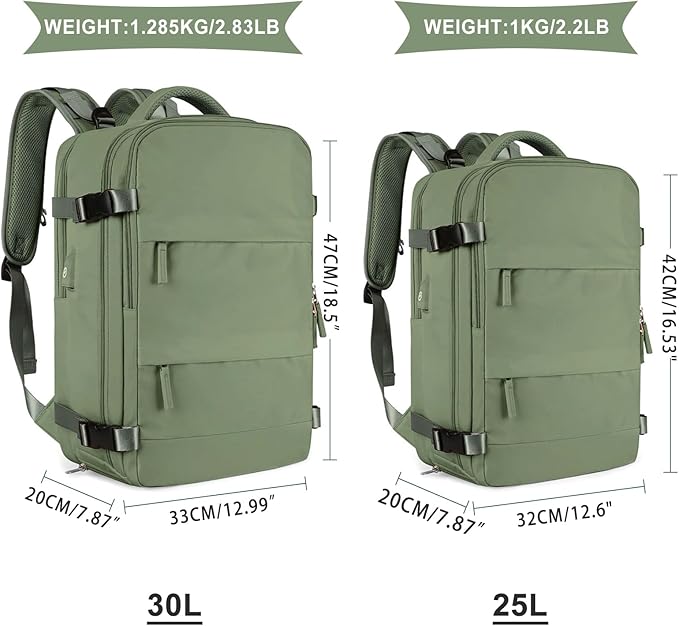 coowoz Travel Backpack For Women Men,Carry On Backpack,Hiking Backpack Waterproof Outdoor Sports Rucksack Casual Daypack travel essentials（Gray Green）