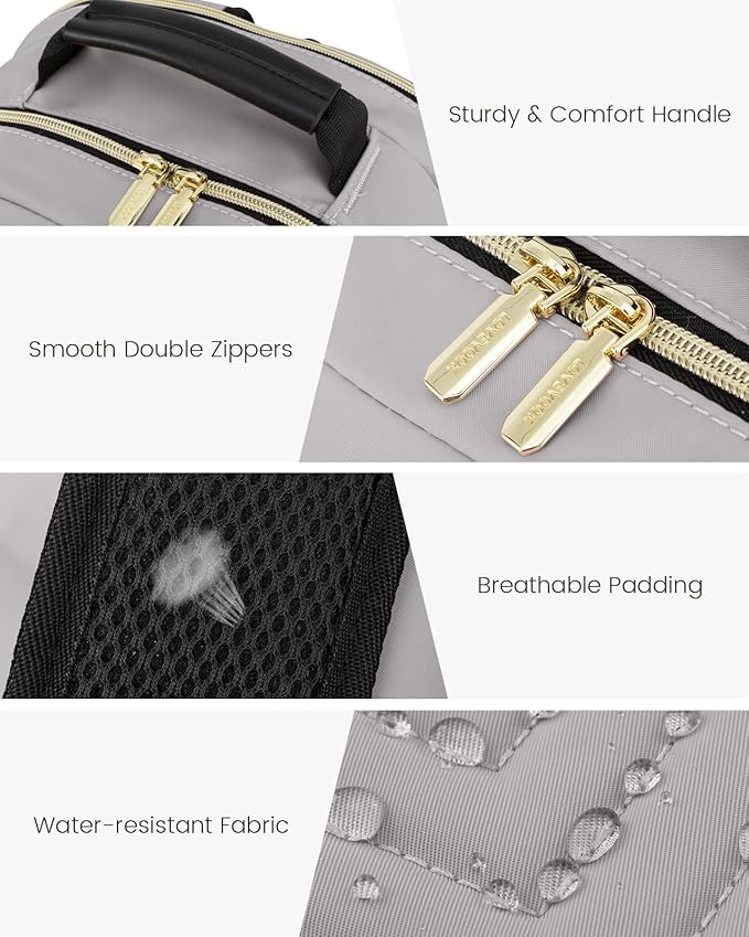 LOVEVOOK Laptop Backpack for Women, Travel Computer Work Bags with 17-inch Laptop Compartment, College School Student Bag Teen Backpacks For Girls, Outdoor Carry On Backpack Purse, Grey