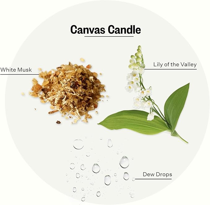 Apotheke Signature Scented Candles for Home, Canvas - 10.5 oz - Soy Wax, Non Toxic, Large Jar White - Luxury Candle Gifts for Women & Men - White Musk, Dew Drops, and Lily of The Valley
