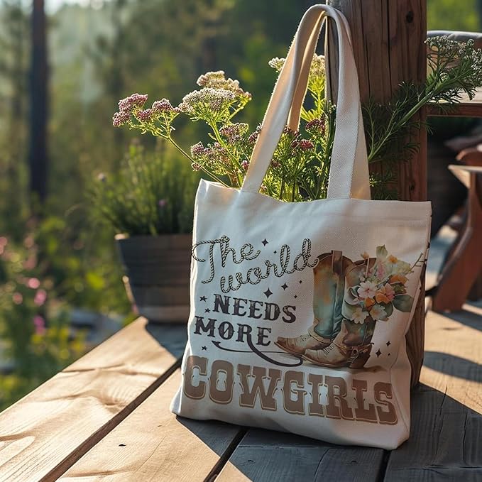 Western Cowgirl Canvas Tote Bags, Country Cowgirl Gift, Shopping Bagss, Aesthetic ToteBag for Women