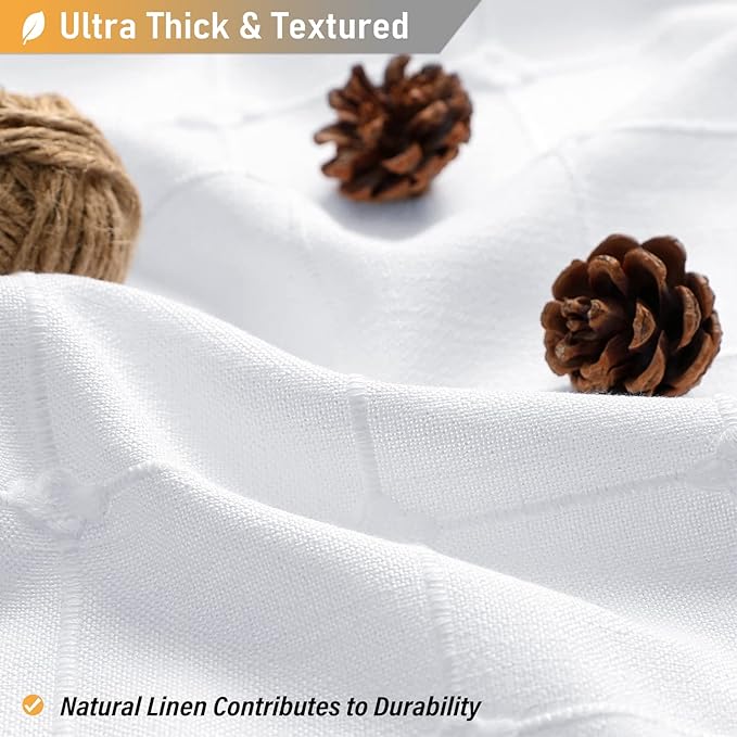 BTTN Stall Shower Curtain, 60x72 Inches Boho Farmhouse Linen Weighted Fabric Tassel Shower Curtain Set with 10 Plastic Hooks, Narrow French Country Neutral Textured Shower Curtains for Bathroom, White