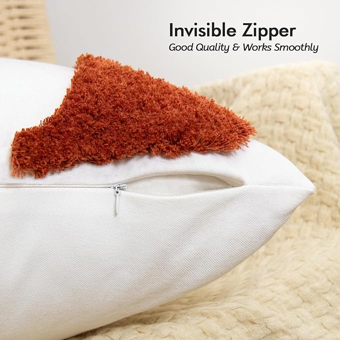 lifein 18x18 Pillow Covers Set of 2-Throw Pillow Cover,Tufted Boho Jacquard Pillow Covers,Farmhouse Decorative Pillow Cover,Pillow Cases for Gift,Couch,Sofa,Bed,Chair,Living Room,Home Decor(18x18inch)