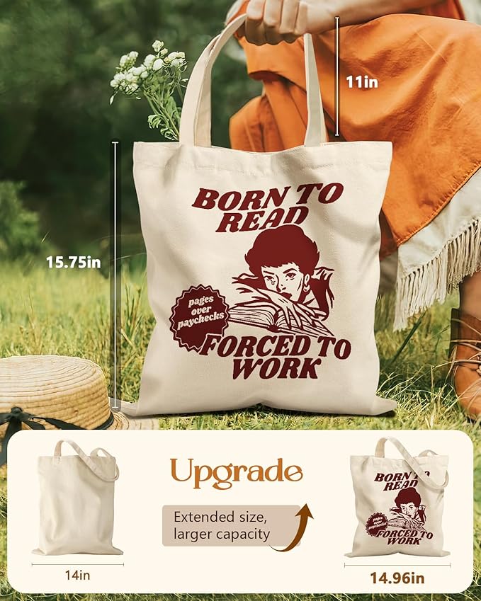 Aesthetic Tote Bag for Girls - with Magnetic Buckle and Zipper Inner Pocket for Women Lady Canvas Cotton Tote Bag