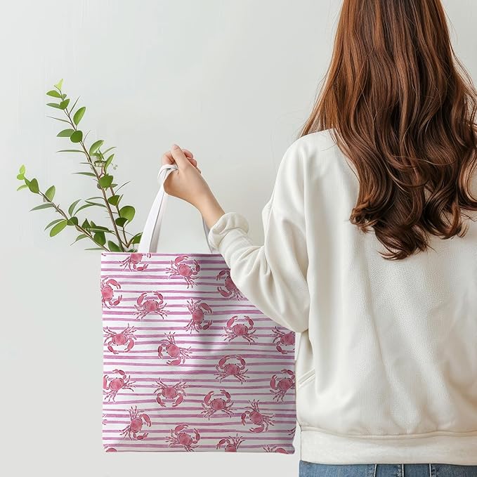 Beach Crab Tote Bag, Summer CrabsTote Bag for Women, Summer Crab Reusable Grocery Bags Shopping Bags