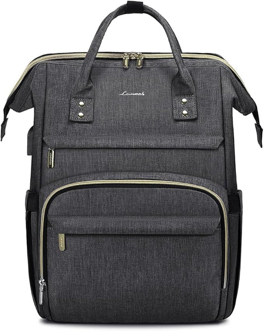 LOVEVOOK Laptop Backpack for Women,15.6 Inch Professional Womens Travel Backpack Purse Computer Laptop Bag Nurse Teacher Backpack,Waterproof College Work Bag Carry on Back Pack with USB Port,Dark Grey