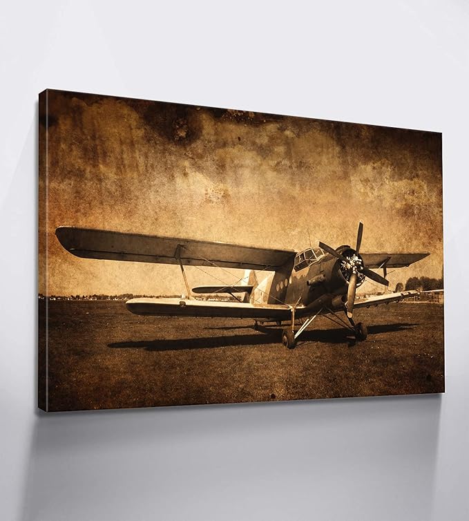 Airplane Decor Vintage Airplane Poster Aviation Art Military Wall Art Aviation Wall Painting Jet Poster Plane Decor for Boys Room (12''Hx18''W)