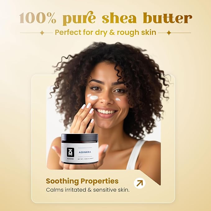 Kaeme Adinkra Pure Whipped Shea Butter made from Raw Organic Unrefined Butter Skin Moisturizer Hair Repair with coconut Oil for women and men (10.5oz/300g jar)