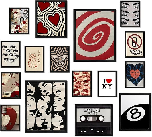 ASTRDECOR Downtown Girl Room Decor Set of 16 - Y2k Posters for Bedroom Decor, Downtown Girl Wall Art Prints Aesthetic Pictures, Vintage Coquette Wall Collage Kit Y2K Room Decor for Teen Girls, Retro Rockstar Posters【Unframed】