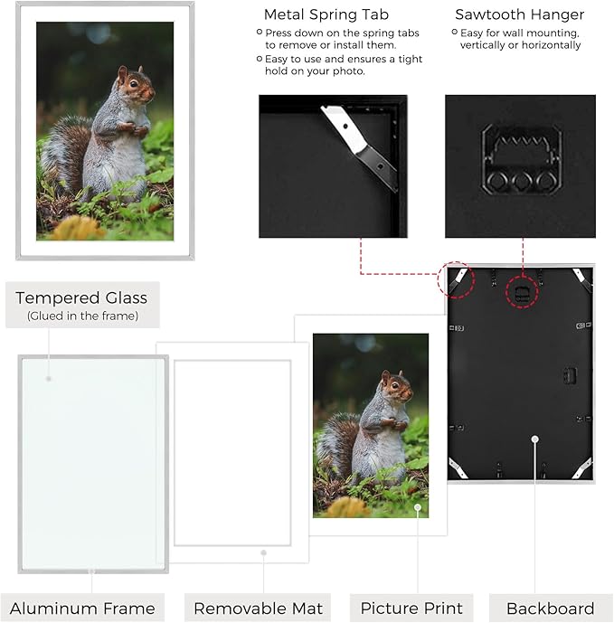 Golden State Art 13x19 Picture Frame 3 Pack - Aluminum Frames with 11x17 Removable Mats & Real Glass, Display 13x19 Posters or 11x17 Photos - Silver Gallery Wall Frames for Home Office Decor