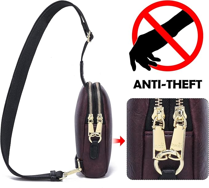 INICAT Travel Small Sling Bag Leather Crossbody Bags for Women Fanny Packs Cross Body Bag for Woman Cross Body Purses