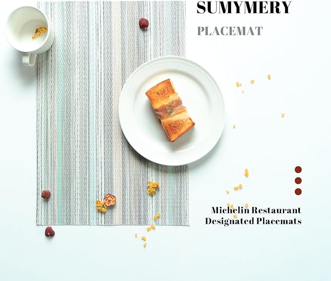 Placemats Set of 4 Vinyl/Plastic Woven Place Mats for Kitchen Table Indoor/Outdoor Washable Placemat Wipeable Dining Table Mats (Turquoise,4)