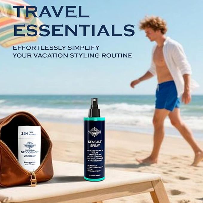 Sea Salt Spray for Men, Texturizing Hairspray, Stocking Stuffers for Man, Surf Spray Adds Instant Volume, Travel Essentials, Christmas Gift for Men, 8.8 Oz