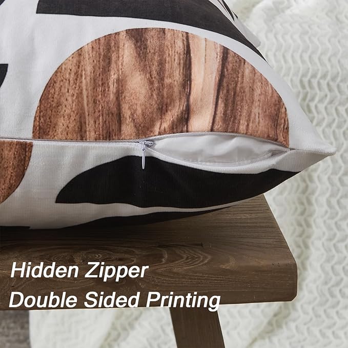 Aztec Throw Pillow Covers Set of 6,Rustic Southwestern Western Brown Wooden Texture Home Decor Ethnic Farmhouse Outdoor Couch Decorative Cushion Case 18"X18"