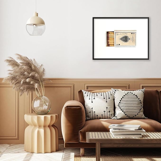 Retro Matches Poker Canvas Posters Vintage Ace of Spades Playing Cards Matchbox Wall Art 24x36 inch Black Framed Trendy Preppy Wall Decor Funky Aesthetic Prints for Living Room