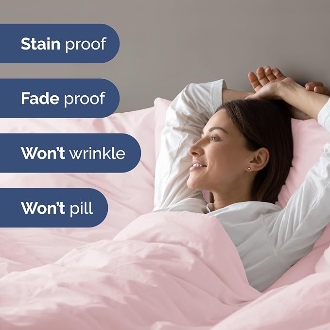 Duvet Cover Queen Size Set - Extra Soft Queen Size Duvet Cover 90 x 90 with 2 Pillow Shams - Hotel Luxury Easy Care & Fade Free w/Zipper Closures & Ties - Comfy Breathable Bedding Set (Lavender Pink)