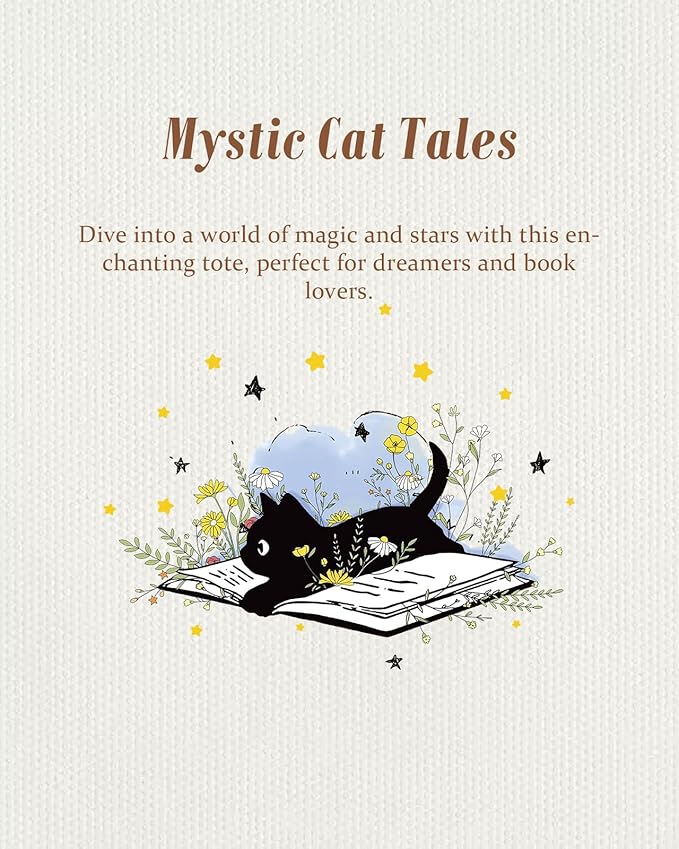 Canvas Tote Bag for Women – Aesthetic Canvas Bag with Zipper Cute Stylish Reusable Shoulder Totes for Shopping Work Daily Vacation, Cat Read