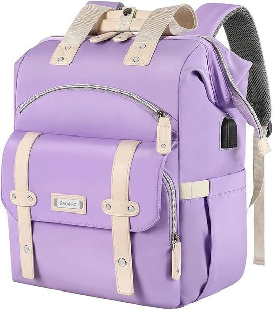 FALANKO Laptop backpack for Women, Computer Backpack Fits 15.6Inch Laptop with USB Charging Port RFID Water Resistant purse Casual Bookbag for Teacher work College nurse Doctor