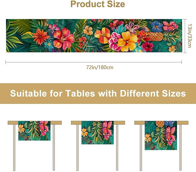 Pineapples Abstract Art Painting Burlap Table Runner Seasonal Spring Fall Kitchen Dining Linen Table Decoration for Indoor Outdoor Home Party Dinner 13x72 Inch