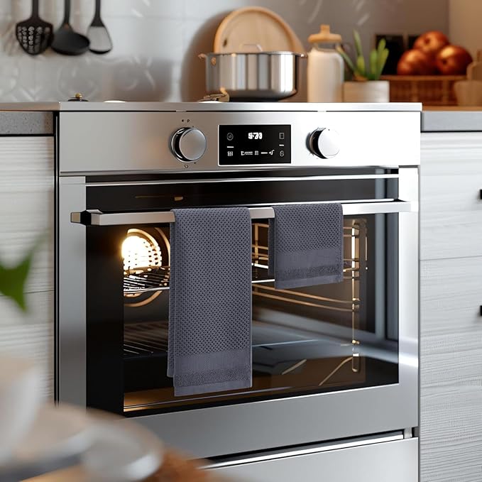 Homaxy Kitchen Towels and Dishcloths Set, 12 x 12 and 13 x 28 Inches, Set of 8 100% Cotton Waffle Weave Kitchen Towels, Super Soft and Absorbent Dish Cloths, Dark Grey